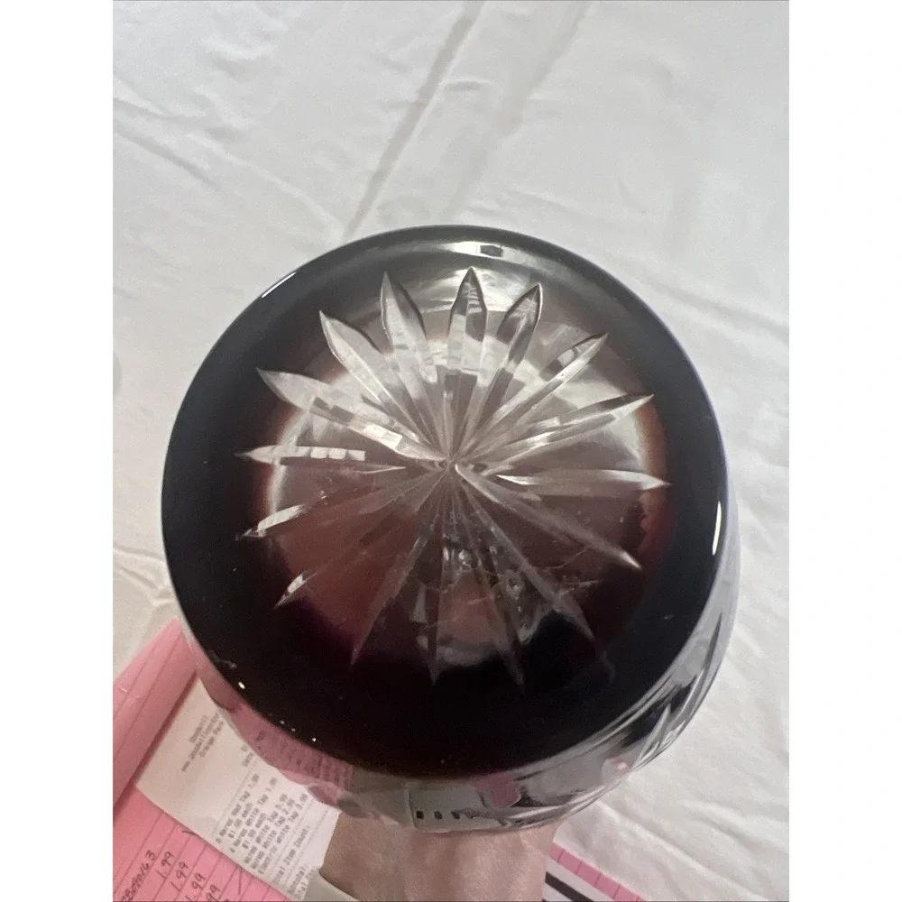 Beautiful Bohemian Ruby Red Cut to Clear Crystal‎ Vase – Hand Cut Floral Design
